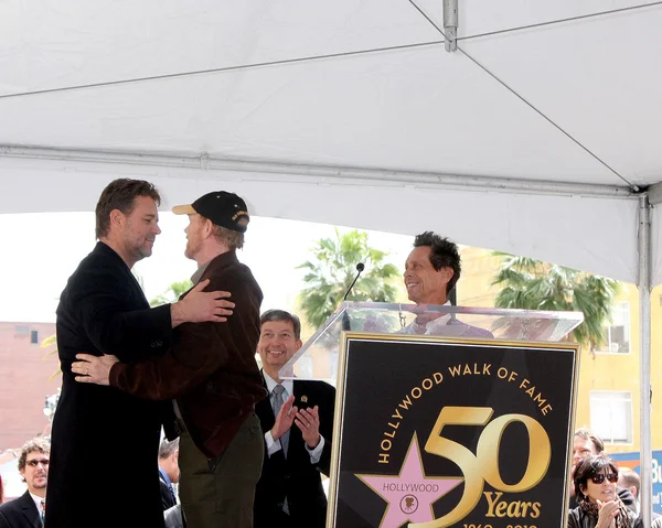 Russell Crowe, Brian Grazer, and Ron Howard — Stock Photo, Image