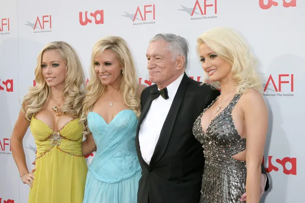 Kendra Wilkinson, Bridget Marquardt, Hugh Hefner ve Holly Madiso — Stok fotoğraf