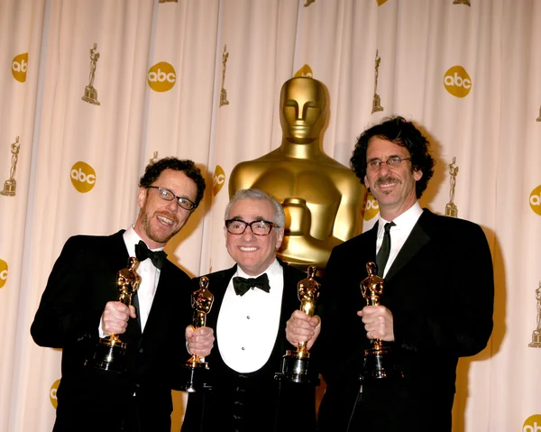 Joel & Ethan Coen , with Martin Scorsese — Stock Photo, Image