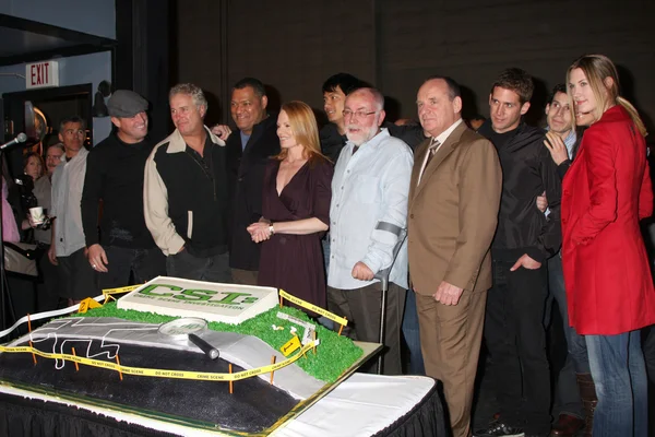 Il cast di CSI tra cui Lawrence Fishburne, William Petersen e Marg Helgenberger — Foto Stock
