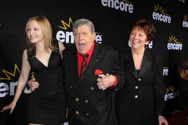 Daughter Danielle Sarah Lewis, Jerry Lewis, wife SanDee Pitnick — Stock Photo, Image