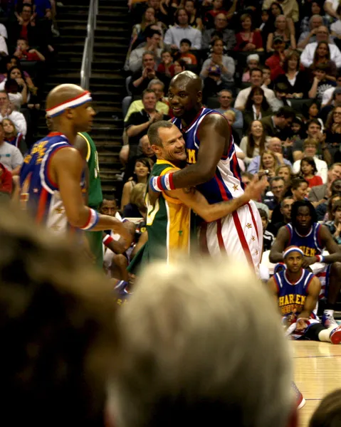 Puce jouant en équipe contre Globetrotters — Photo