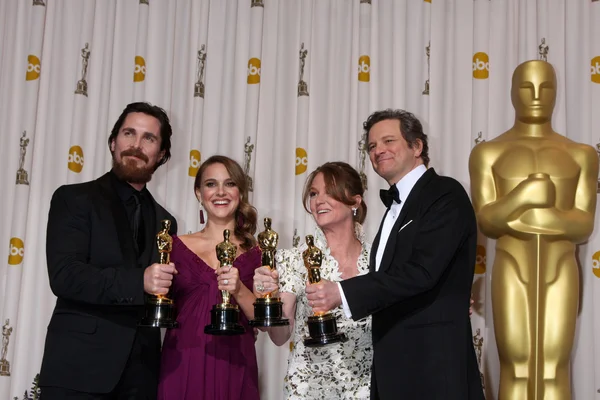 Christian Bale, Natalie Portman, Melissa Leo, Colin Firth — Stock Photo, Image