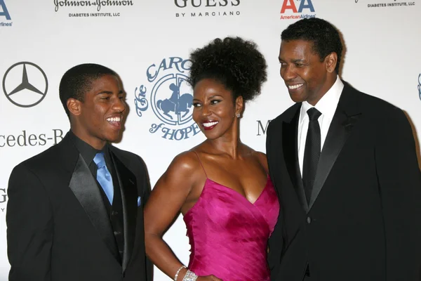 Malcolm, Paulette y Denzel Washington — Foto de Stock