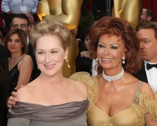 Meryl streep en sophia loren — Stockfoto