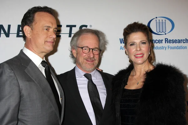 Tom hanks, steven spielberg a rita wilson — Stock fotografie