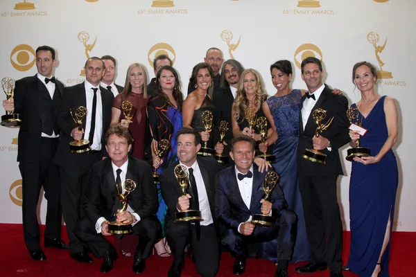 El equipo de producción de voz, incluyendo John De Mol, Carson Daly, Mark Burnett — Foto de Stock