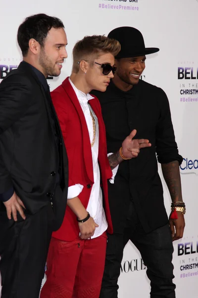 Scooter Braun, Justin Bieber, Usher — Fotografia de Stock