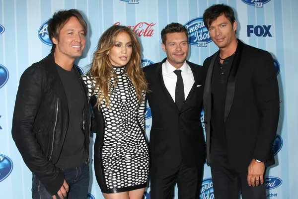 Keith Urban, Jennifer Lopez, Ryan Seacrest, Harry Connick Jr. — Stok fotoğraf