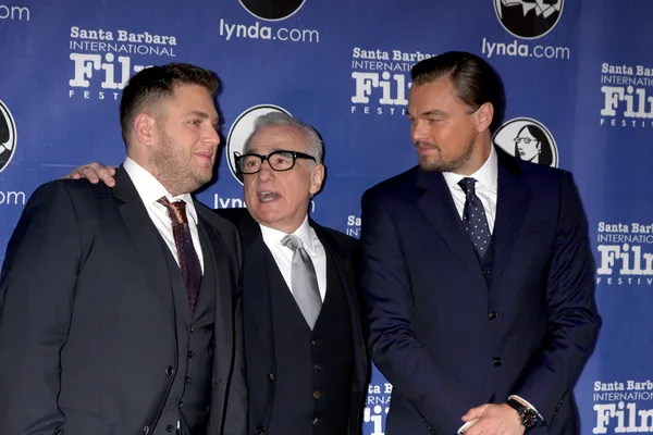 Jonah Hill, Martin Scorsese, Leonardo DiCpario — Stock Photo, Image