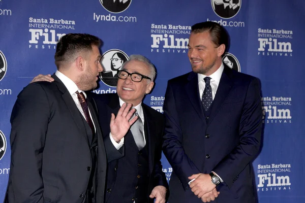 Jonah Hill, Martin Scorsese, Leonardo Dicpario — Foto Stock