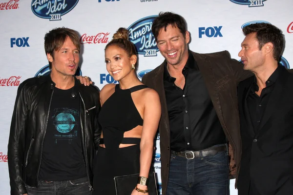 Keith Urban, Jennifer Lopez, Harry Connick Jr, Ryan Seacrest — Stock Photo, Image