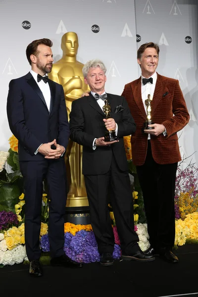 杰森 · 杰森和电影制作者马尔科姆 · 克拉克和尼古拉斯 · 里德，获奖的最佳纪录片，短片 — 图库照片
