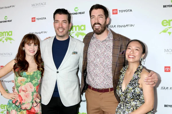 Los Angeles Oct Zooey Deschanel Jonathan Scott Drew Scott Linda — Fotografia de Stock