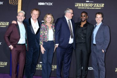 Max Borenstein, Adam McKay, John C. Reilly, Ann Sarnoff, Quincy Isaiah, Casey Bloys The Rise of The Lakers Dynasty LA Premiere Ace Hotel 'de 2 Mart 2022' de Los Angeles, CA