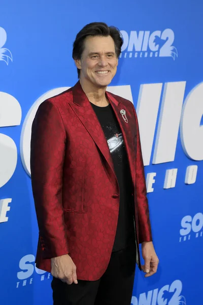 Los Angeles Apr Jim Carrey Sonic Hedgehog Premiere Village Theater — Stock Photo, Image