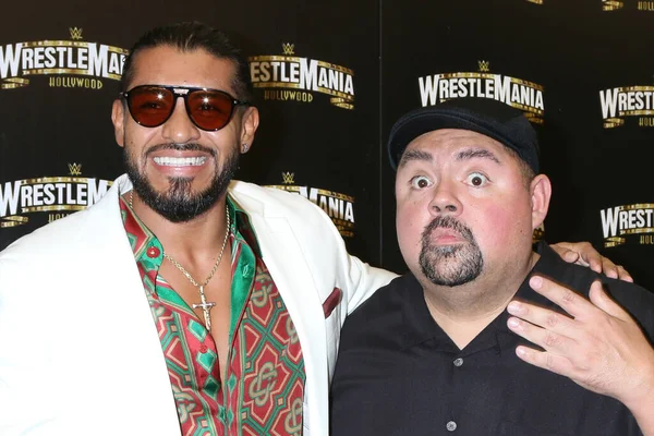 Los Angeles Aug Santos Escobar Gabriel Fluffy Iglesias Wrestlemania Launch — Stock Photo, Image