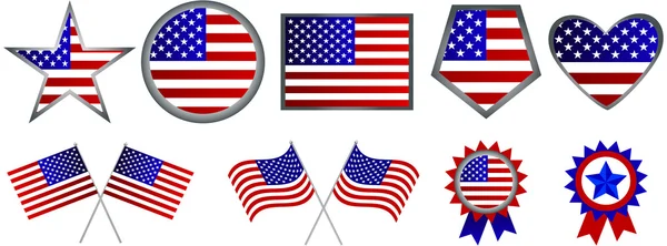 Az amerikai zászló ikonok — Stock Vector