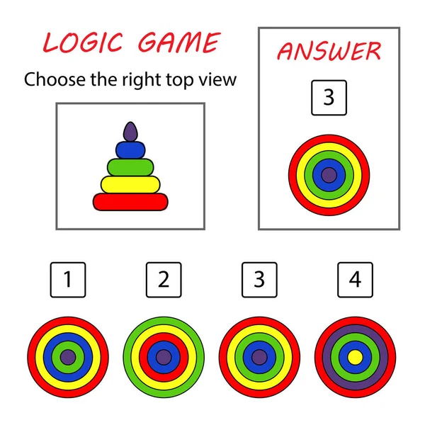 Logische Spiel Von Oben Gesehen Spielzeugpyramide Bildungskarte Für Kinder — Stockvektor