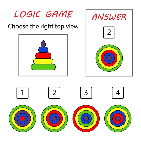 Logikus Játék Top View Játék Piramis Oktatási Kártya Gyerekeknek — Stock Vector
