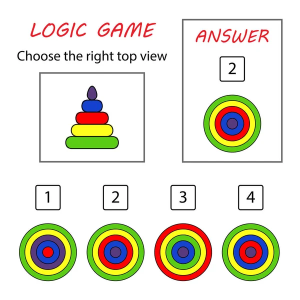Логічна Гра Іграшкова Піраміда Зверху Освітня Картка Дітей — стоковий вектор