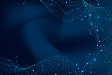 Bağlı çizgi ve noktalarla soyut pleksus arkaplanı. Dalga akışı. Pleksus geometrik etkisi bileşikli büyük veriler. Pleksus çizgileri, minimum dizi. Dijital veri görselleştirme, illüstrasyon