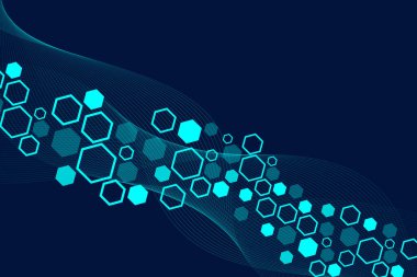 Tıbbi geçmişi soyut. DNA araştırması. Tıp, bilim, teknoloji ve illüstrasyon için altıgen yapı molekülü ve iletişim arkaplanı.