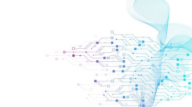 Teknoloji soyut devre kartı dokusu. Yüksek teknoloji fütüristik devre panosu pankartı duvar kağıdı. Dijital veri. Elektronik anakart çizimi