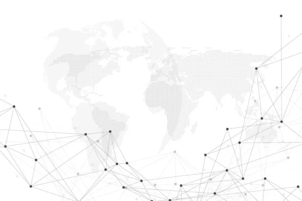 Collegamenti di rete globali con punti e linee. Sfondo wireframe. Struttura astratta del collegamento. Sfondo dello spazio poligonale, illustrazione — Foto Stock