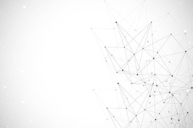 Bağlı çizgi ve noktalarla soyut pleksus arkaplanı. Dalga akışı. Pleksus geometrik etkisi bileşikli büyük veriler. Pleksus çizgileri, minimum dizi. Dijital veri görselleştirme, illüstrasyon