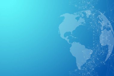 Noktalar ve doğrular ile küresel ağ bağlantıları. Kablo çerçeve arka planı. Soyut bağlantı yapısı. Çokgen uzay arkaplanı, illüstrasyon