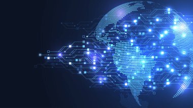 Teknoloji soyut devre kartı dokusu. Yüksek teknoloji fütüristik devre panosu pankartı duvar kağıdı. Dijital veri. Elektronik anakart çizimi