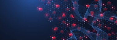 Moleküler soyut yapı ve genetik mühendislik, sağlık ve tıp geçmişi. Bilimsel araştırma geçmişi. Dalga akışı, yenilik kalıbı, illüstrasyon.