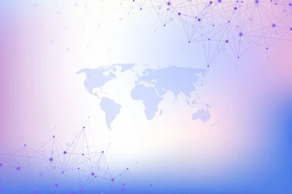 Global network connections with world map. Internet connection background. Abstract connection structure. Polygonal space background, illustration. — Stock Photo, Image