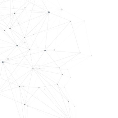 Birbirine bağlı çizgiler ve noktalarla soyut çokgen arkaplan. Minimalist geometrik desen. Molekül yapısı ve iletişim. Grafik pleksus arkaplanı. Bilim, tıp, teknoloji konsepti.