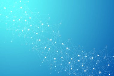 Geometrik bağlantılı arkaplan çizgileri ve noktalar. Basit teknoloji soyut grafik arkaplan tasarımı, illüstrasyon.