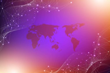 Bağlı çizgi ve noktalarla soyut pleksus arkaplanı. Dalga akışı. Pleksus geometrik etkisi bileşikli büyük veriler. Pleksus çizgileri, minimum dizi. Dijital veri görselleştirme, illüstrasyon