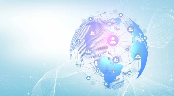 Business global network connection illustration. World map point and line composition concept of global business. Global internet technology. Big data visualization illustration