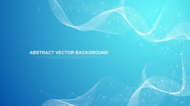 Teknoloji soyut çizgileri ve noktalar bağlantı arka planı. Bağlantı dijital veri ve büyük veri kavramı. Dijital veri görselleştirme. Vektör illüstrasyonu.