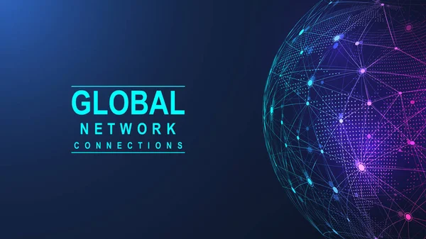 Küresel Bağlantısı Kavramı Büyük Veri Görselleştirmesi Küresel Bilgisayar Ağlarındaki Sosyal — Stok Vektör