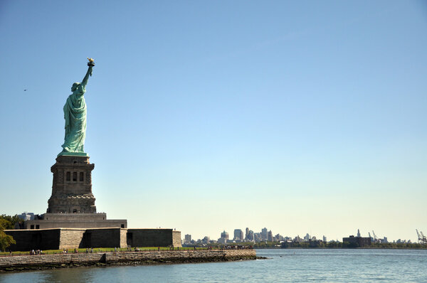 Liberty Island just in front of New Jersey