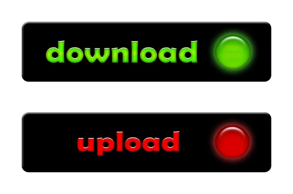 Download and upload buttons, web design elements — Stock Photo, Image