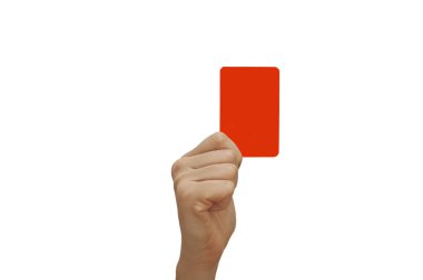 Human hand holding red card clipart