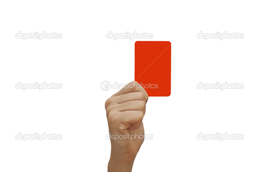 Human hand holding red card