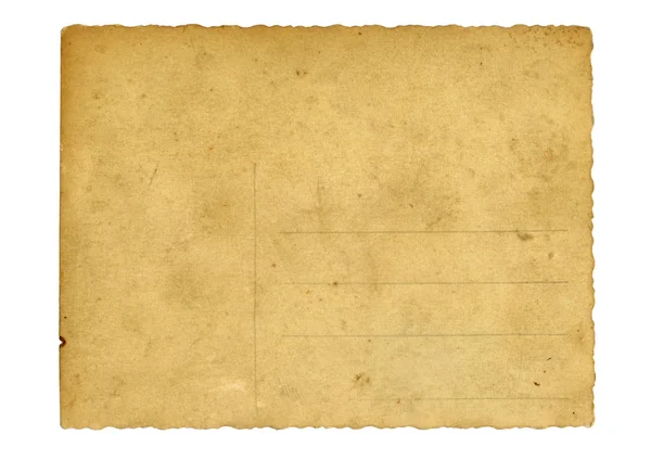 Rückseite einer antiken Postkarte isoliert auf weiß. Scan. — Stockfoto