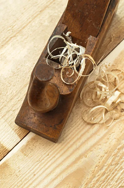 Old wooden plane in a workshop — Stock Photo, Image