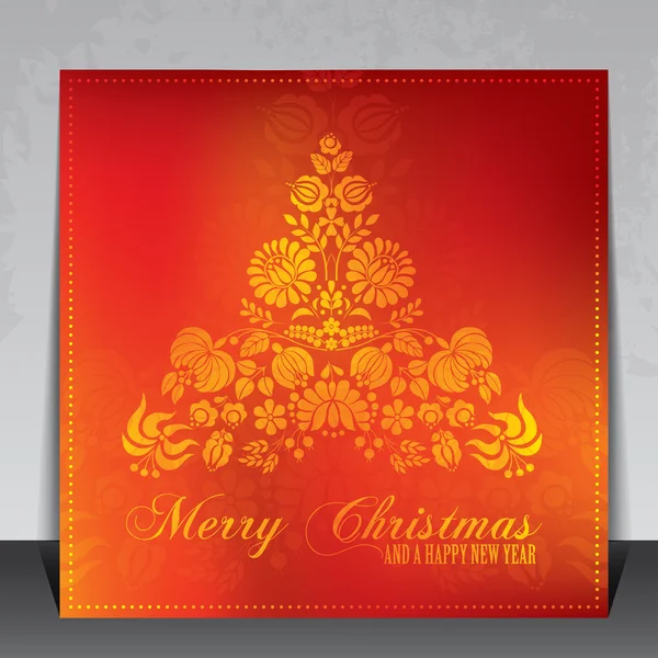 Schöne ethnische Dekoration Weihnachtsgeschenkkarte mit ungarischen Folklore-Ornamenten — Stockvektor