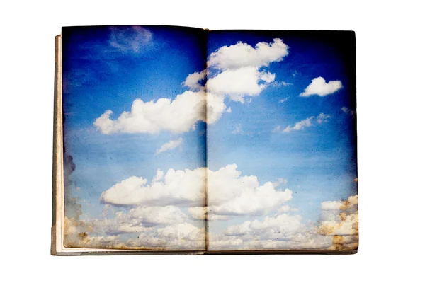 Old book with sky illustration — Stock Photo, Image