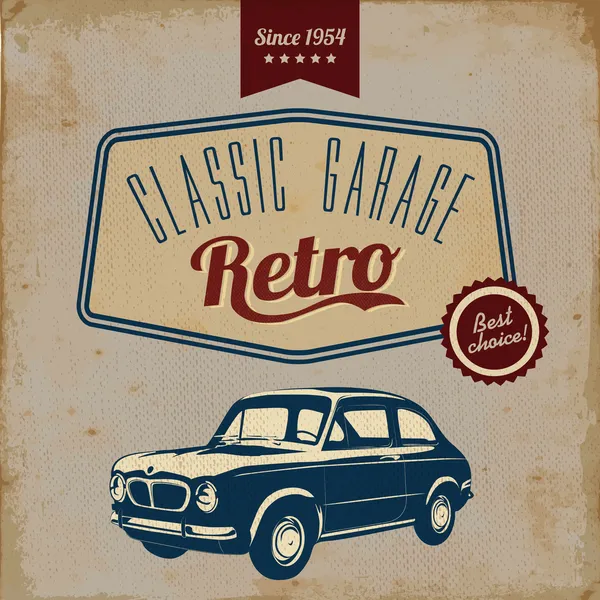 Vintage car design flyer - Grungy style vector design — Stock Vector