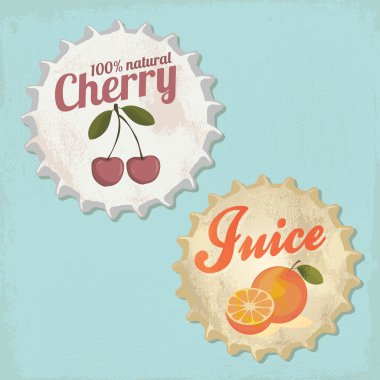 Vintage şişe kapağı tasarımı - portakal ve vişne suyu